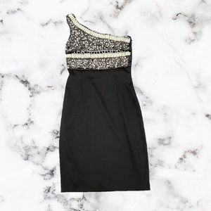 David Meister One Shoulder Dress